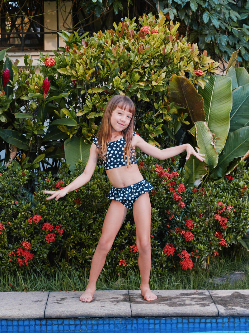 Ruffled Bikini Bottoms in Jaguar Spot Dots - View 2