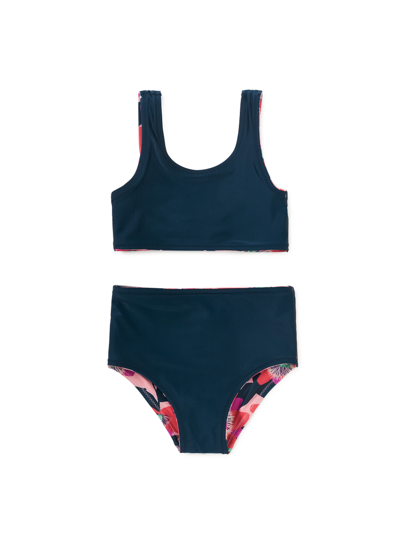 Reversible Swimsuit Set in Block Print Passion Flower - View 2
