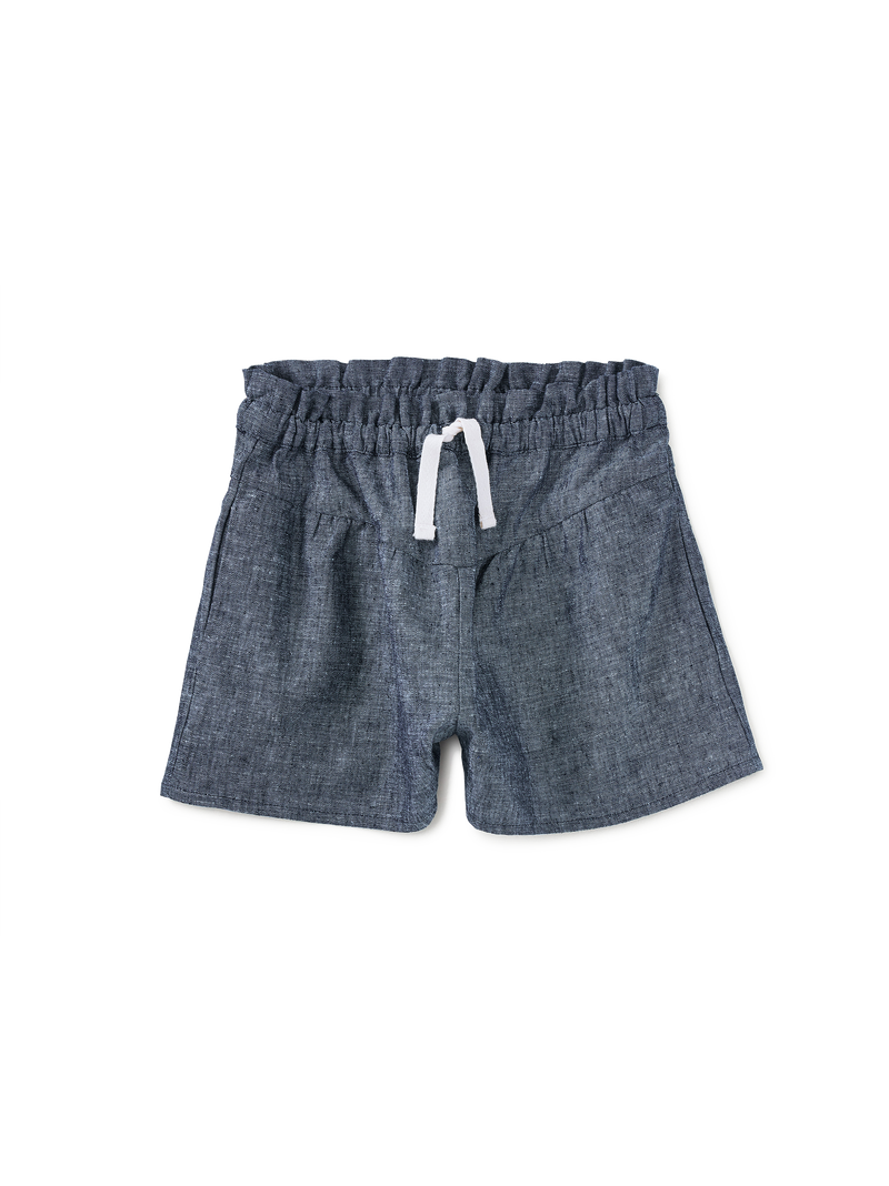 Chambray Flutter Shorts in Indigo - View 1