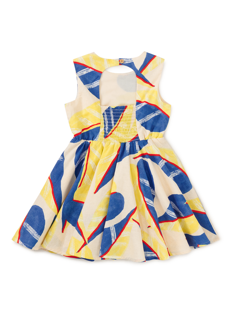 Open Back Twirl Dress in Oversized Tropical Leaf - View 2