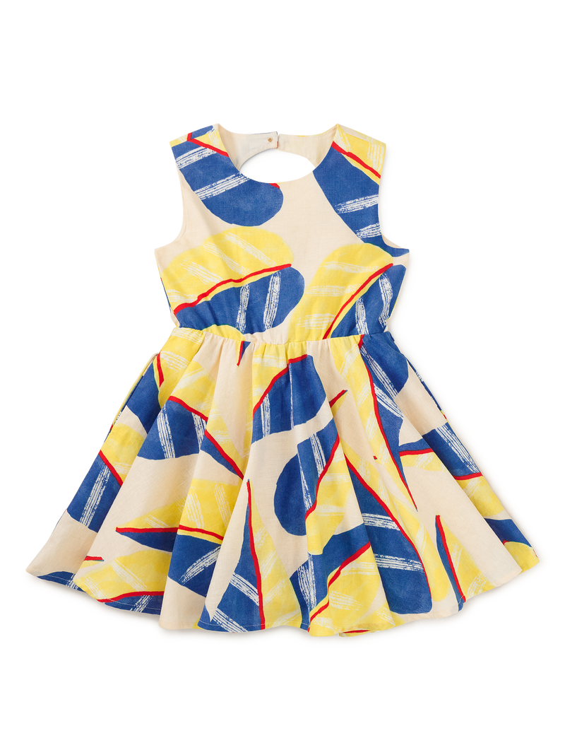 Open Back Twirl Dress in Oversized Tropical Leaf - View 1