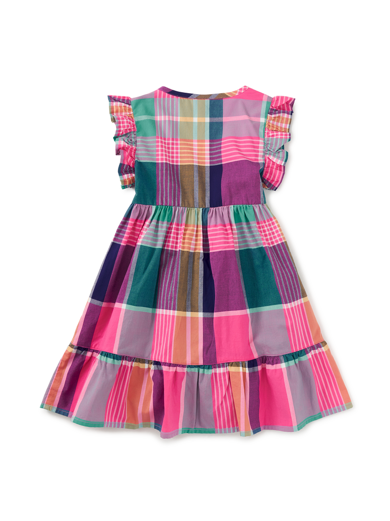 Woven Wrap Dress in Carnival Rainbow Plaid - View 2