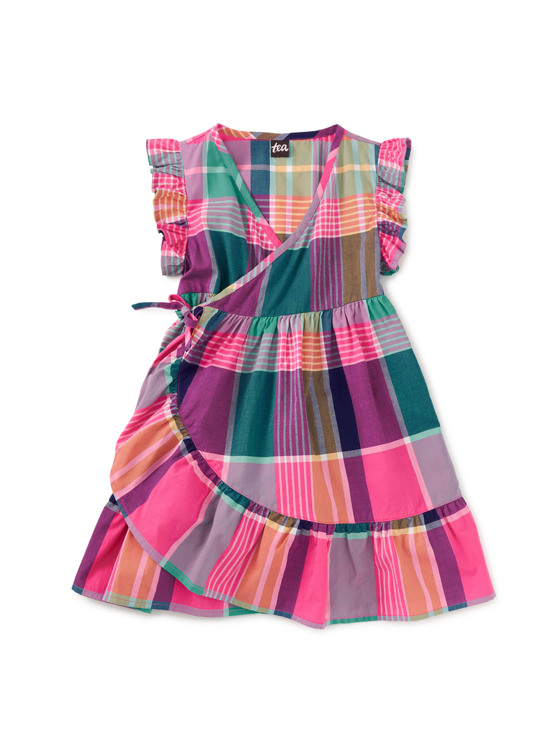 Woven Wrap Dress in Carnival Rainbow Plaid - View 1