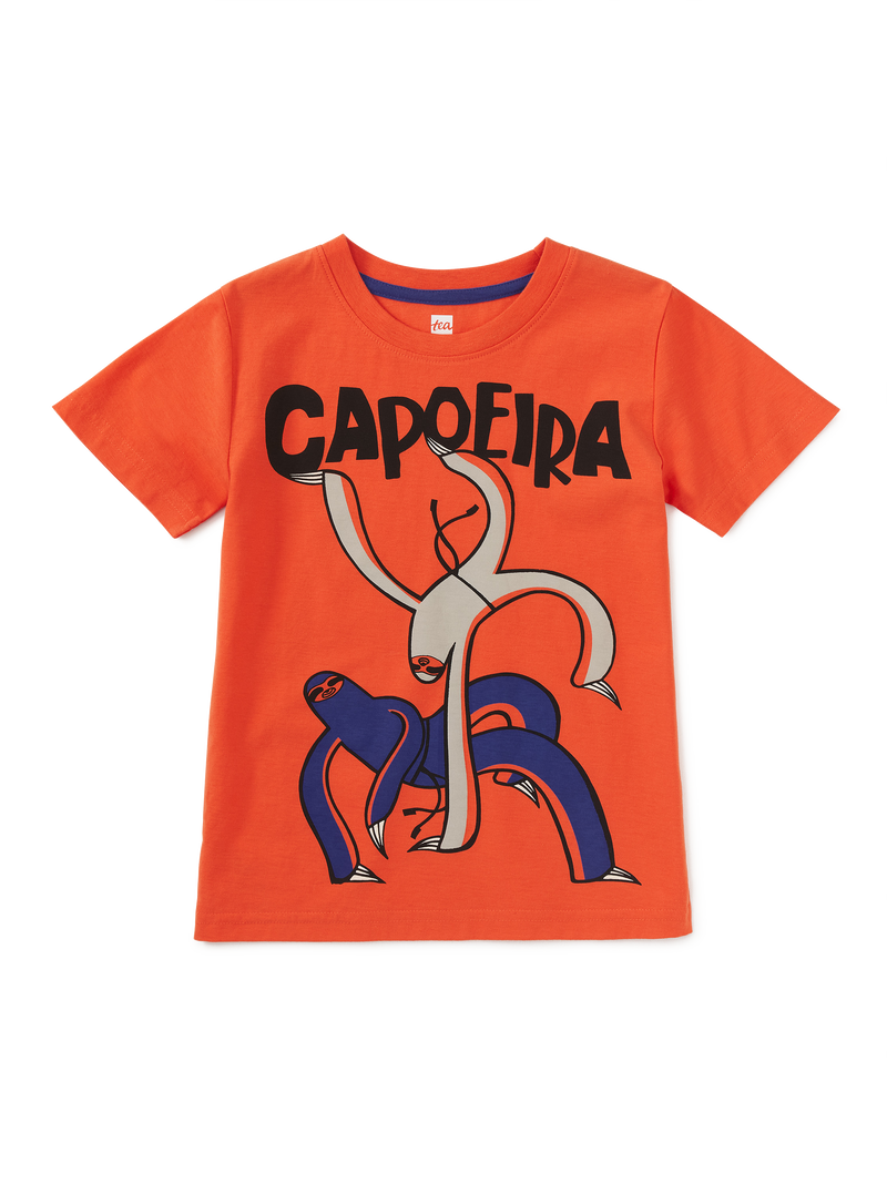 Capoeira Sloths Graphic Tee in Nectarine - View 1