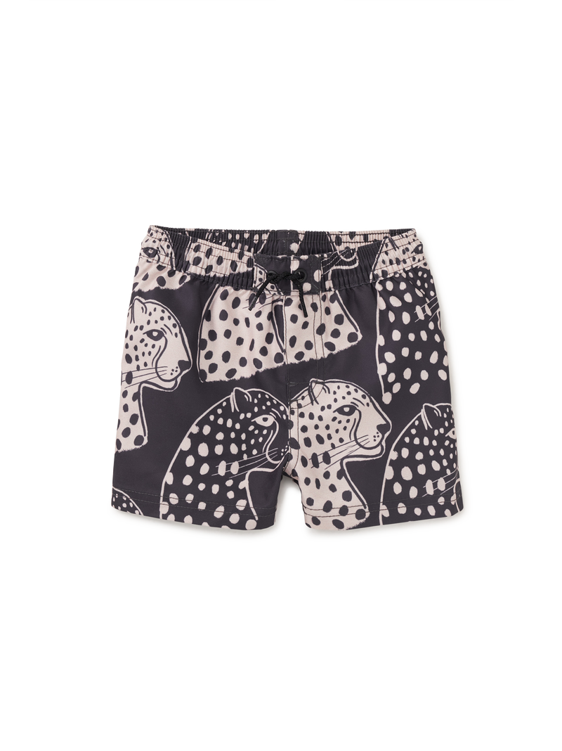 Mid-Length Swim Trunks in Block Print Jaguar - View 2