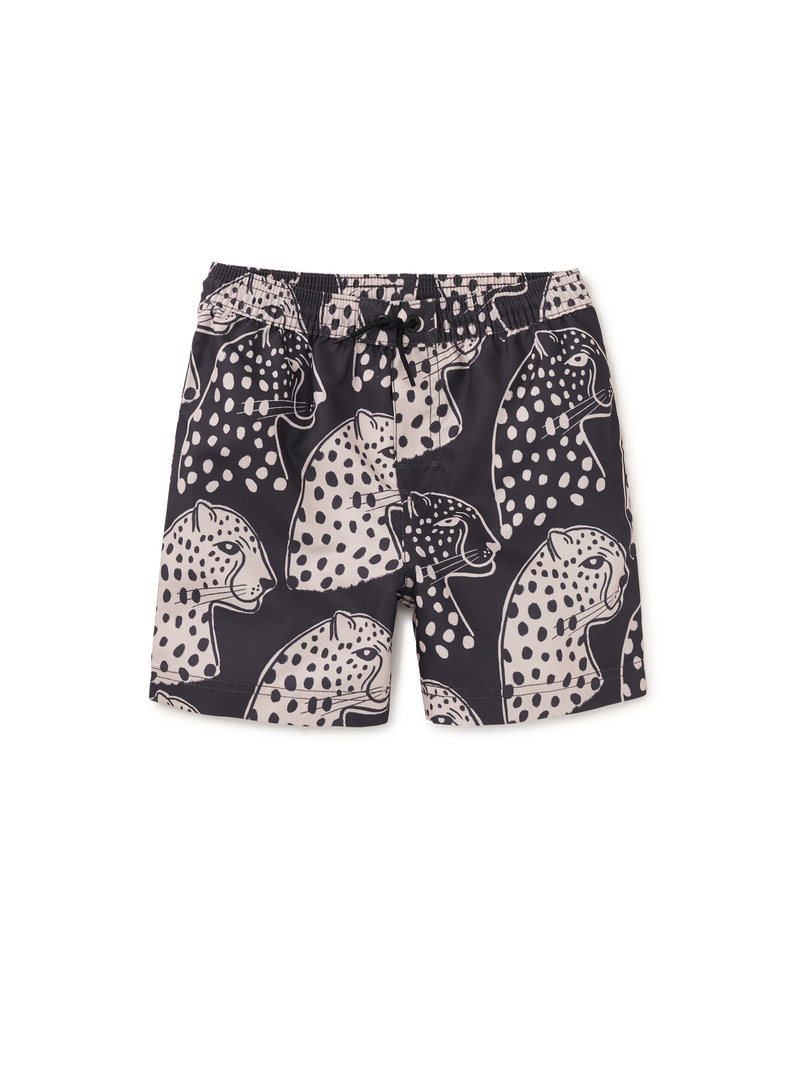 Mid-Length Swim Trunks in Block Print Jaguar - View 1