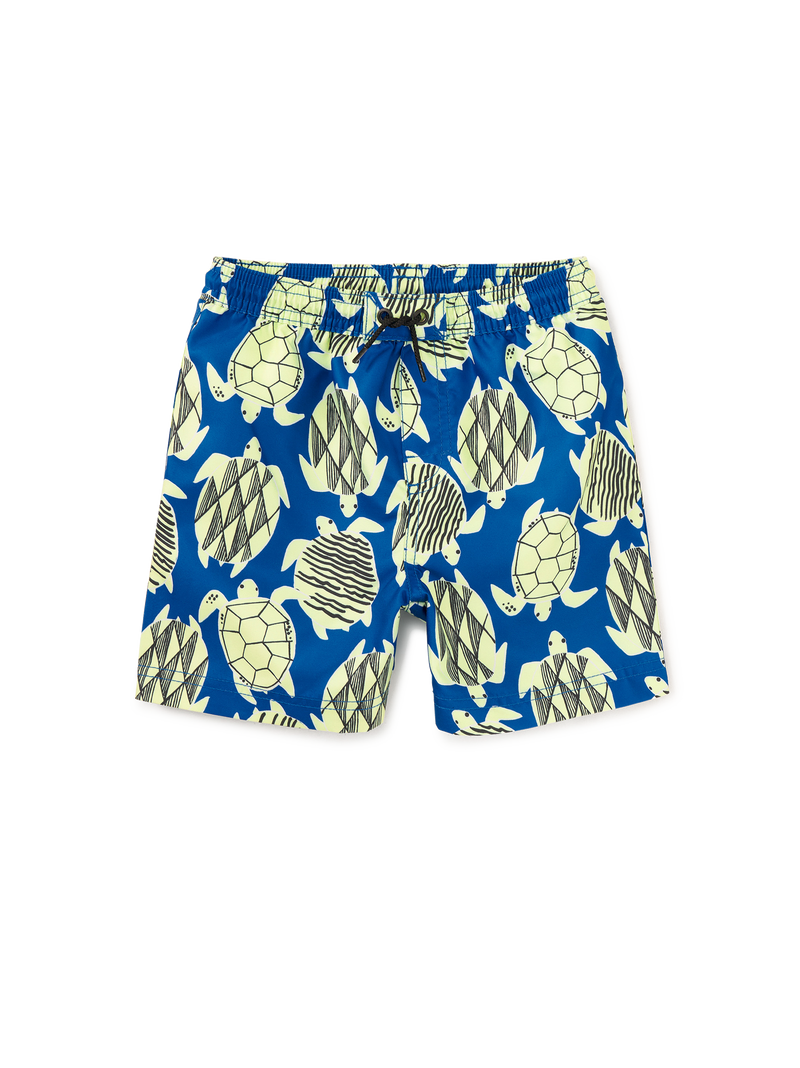 Mid-Length Swim Trunks in Tiled Turtles - View 1
