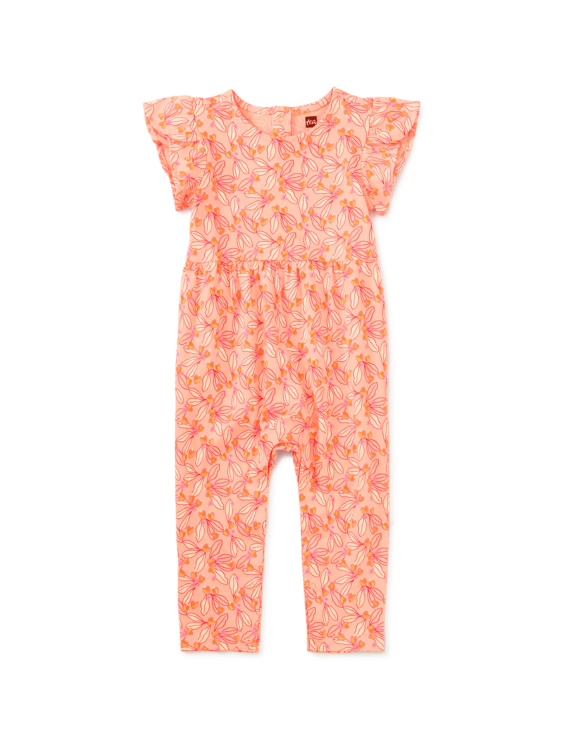 Tulip Sleeve Baby Romper in Tiny Cashew Apples - View 1