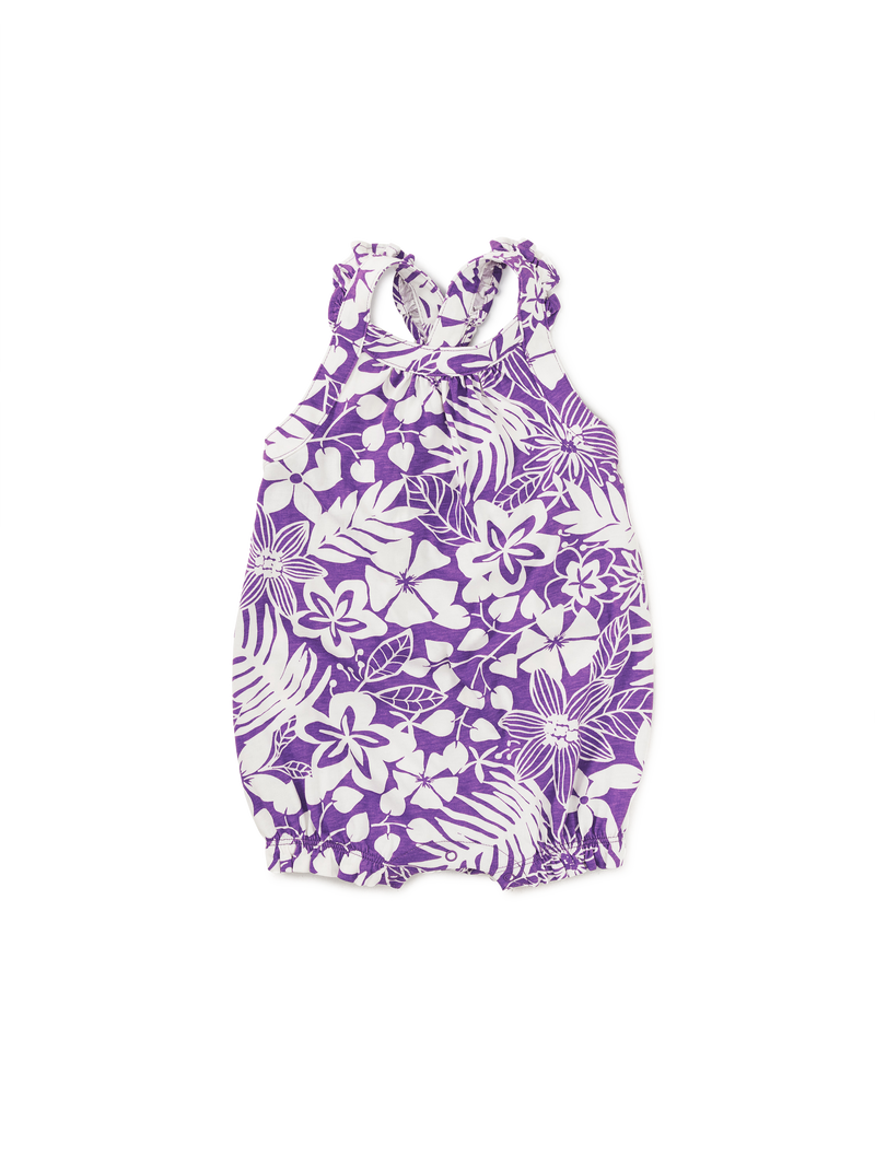 Cross-Back Baby Romper in Tropical Foliage - View 1
