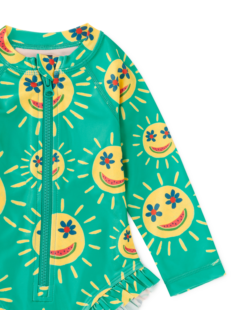 Rash Guard Baby Swimsuit in Smiley Sun - View 2