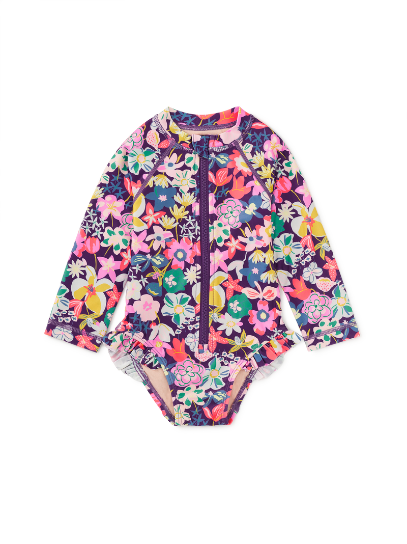 Rash Guard Baby Swimsuit in Caribbean Wildflowers - View 1