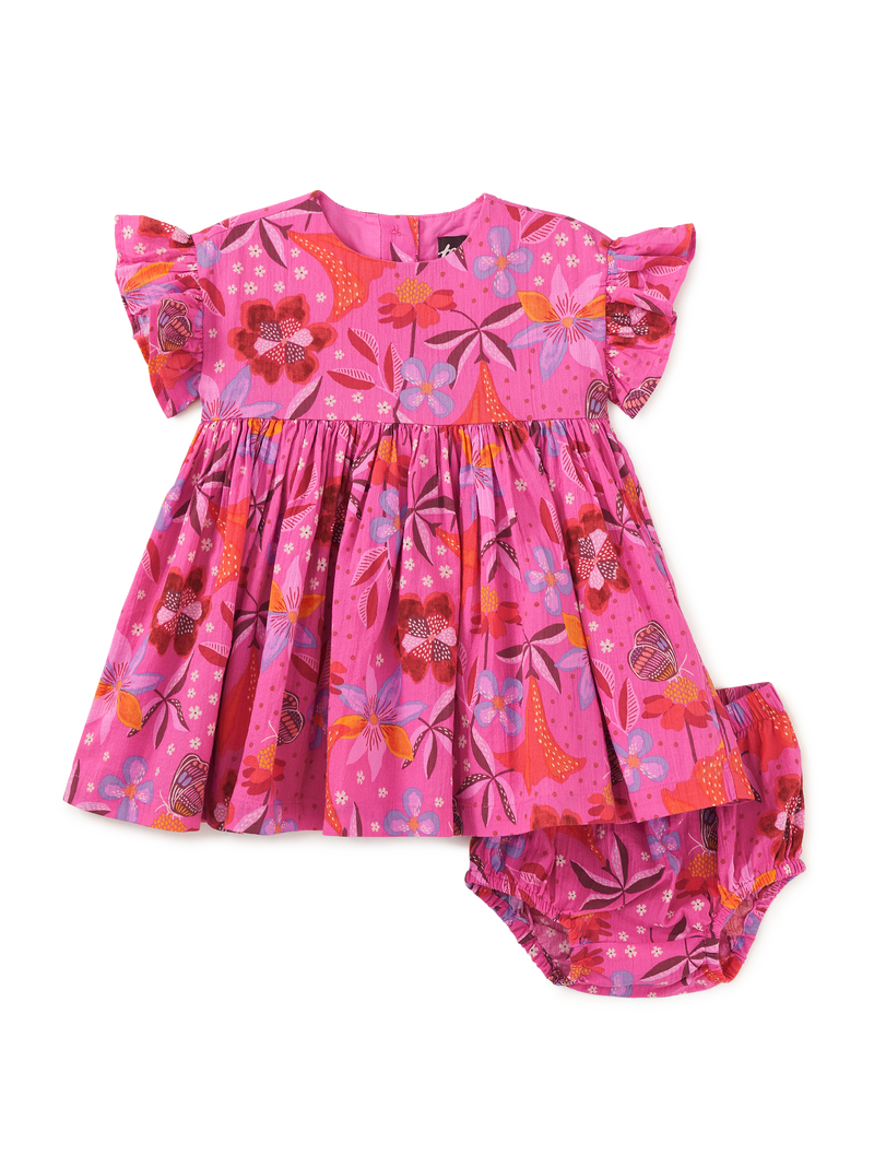 Ruffle Sleeve Baby Dress Set in Brazilian Painted Floral - View 1
