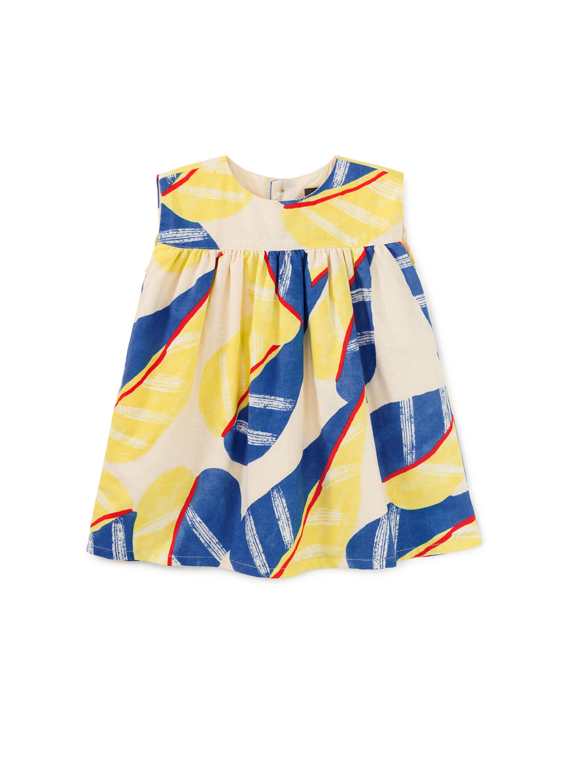 Printed Empire Baby Dress Set in Oversized Tropical Leaf - View 2