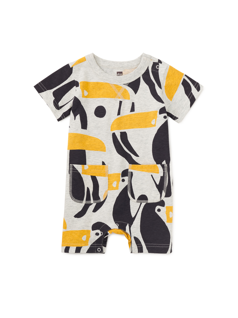 Double Pocket Baby Romper in Toucan Cut Out - View 1