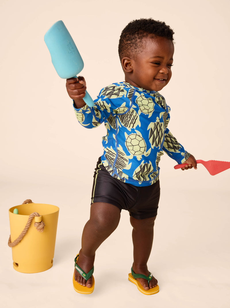 Rash Guard Baby Swim Set in Tiled Turtles - View 2