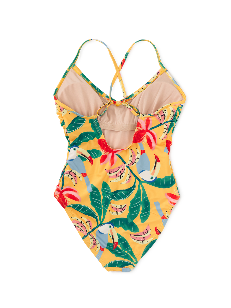 Adult One-Piece Swimsuit in Toucan Banana Tree - View 2