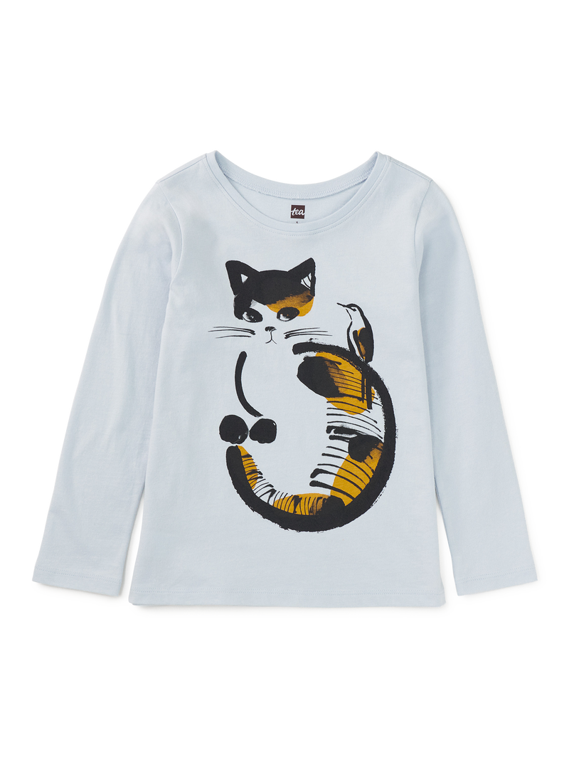 Ink Wash Kitty Graphic Tee in Ice - View 1
