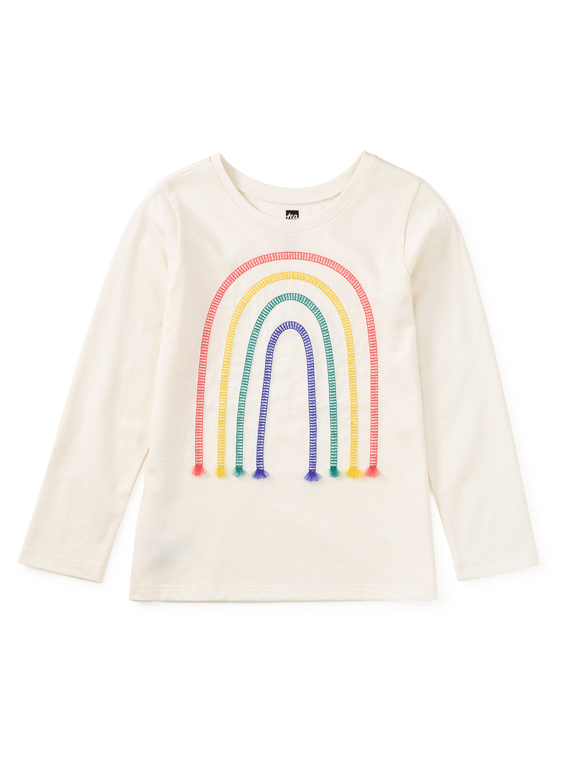 Embroidered Rainbow Tee in Chalk - View 1