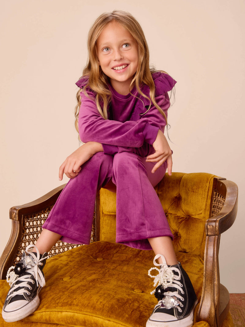 Very Velour Flare Pants in Cosmic Berry - View 2