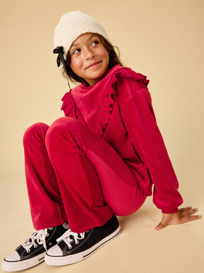 Very Velour Flare Pants in Red Wagon - View 2
