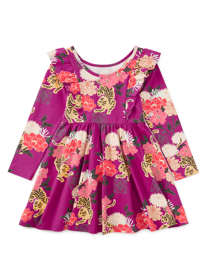 Ruffle Shoulder Ballet Dress in Tiger And Peony - View 2