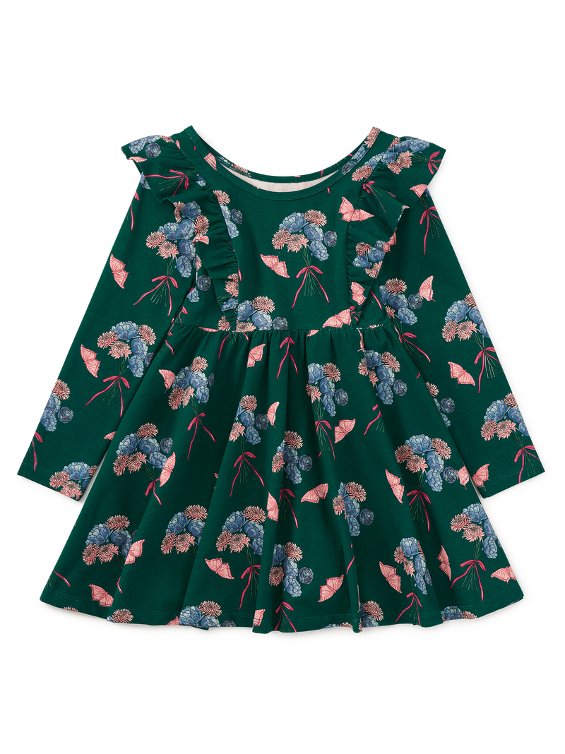 Ruffle Shoulder Ballet Dress in Floral And Butterfly Bouquet - View 2