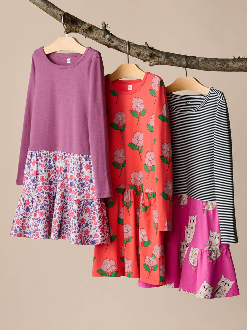 Long Sleeve Pocket Dress in Winter Camellia - View 2
