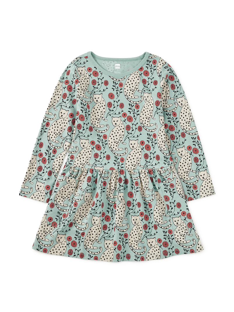 Long Sleeve Pocket Dress in Leopard Floral - View 1