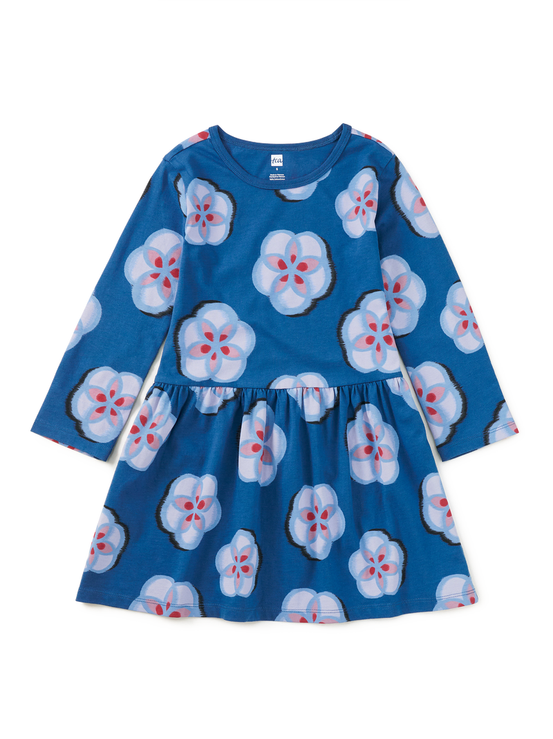 Long Sleeve Skirted Dress in Ikat Floral - View 1