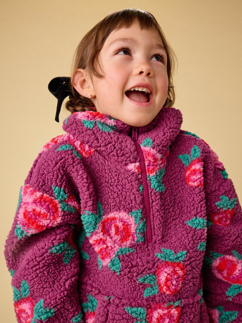 Teddy Fleece Pullover in Painted Rose - View 2