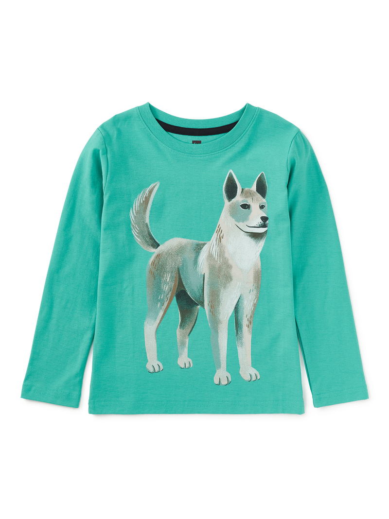 Korean Jindo Dog Graphic Tee in Glaze Blue - View 1