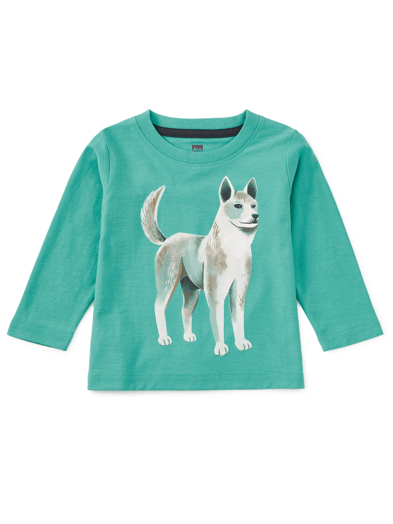 Korean Jindo Dog Graphic Tee in Glaze Blue - View 2