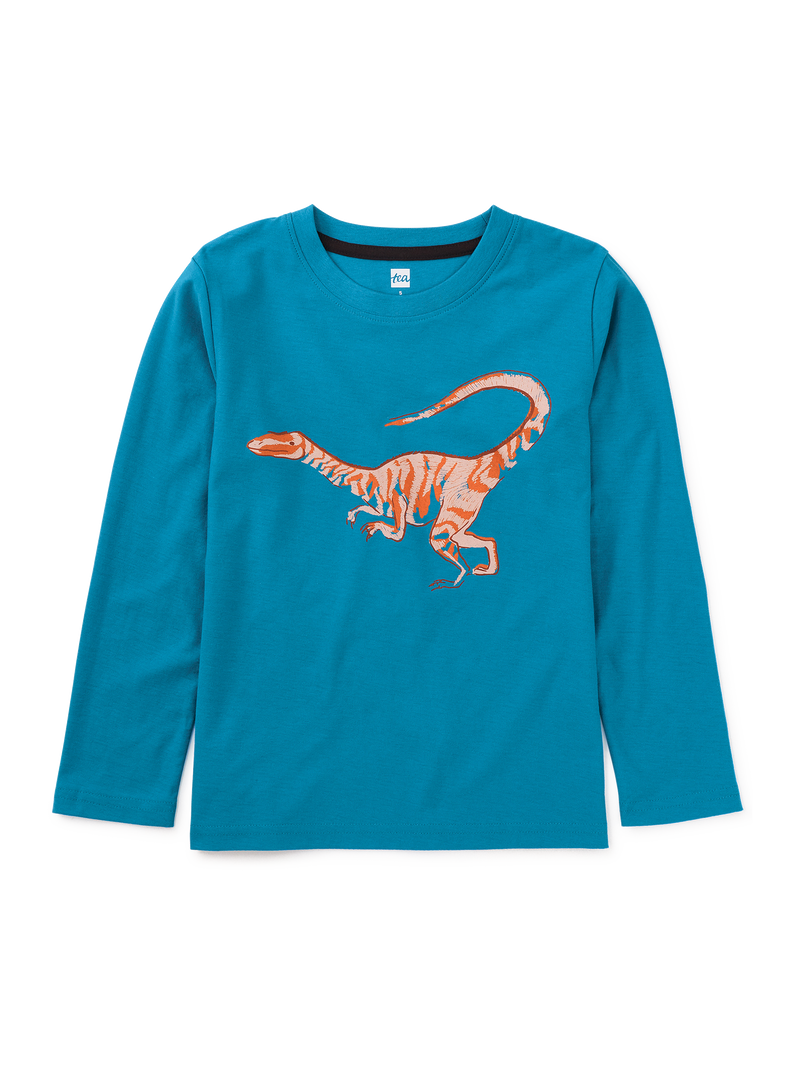Velociraptor Graphic Tee in Enamel Blue - View 1