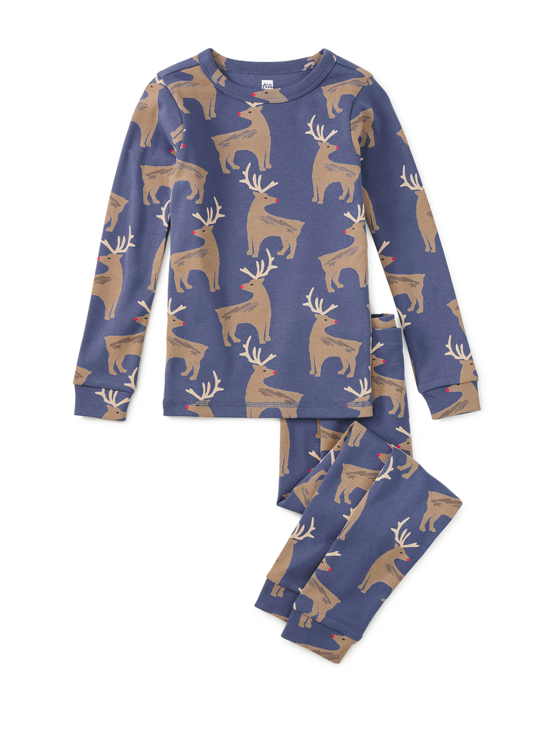 Goodnight Pajama Set in Red Nose Reindeer - View 1