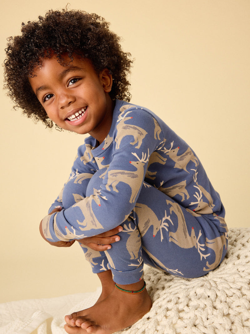 Goodnight Pajama Set in Red Nose Reindeer - View 2