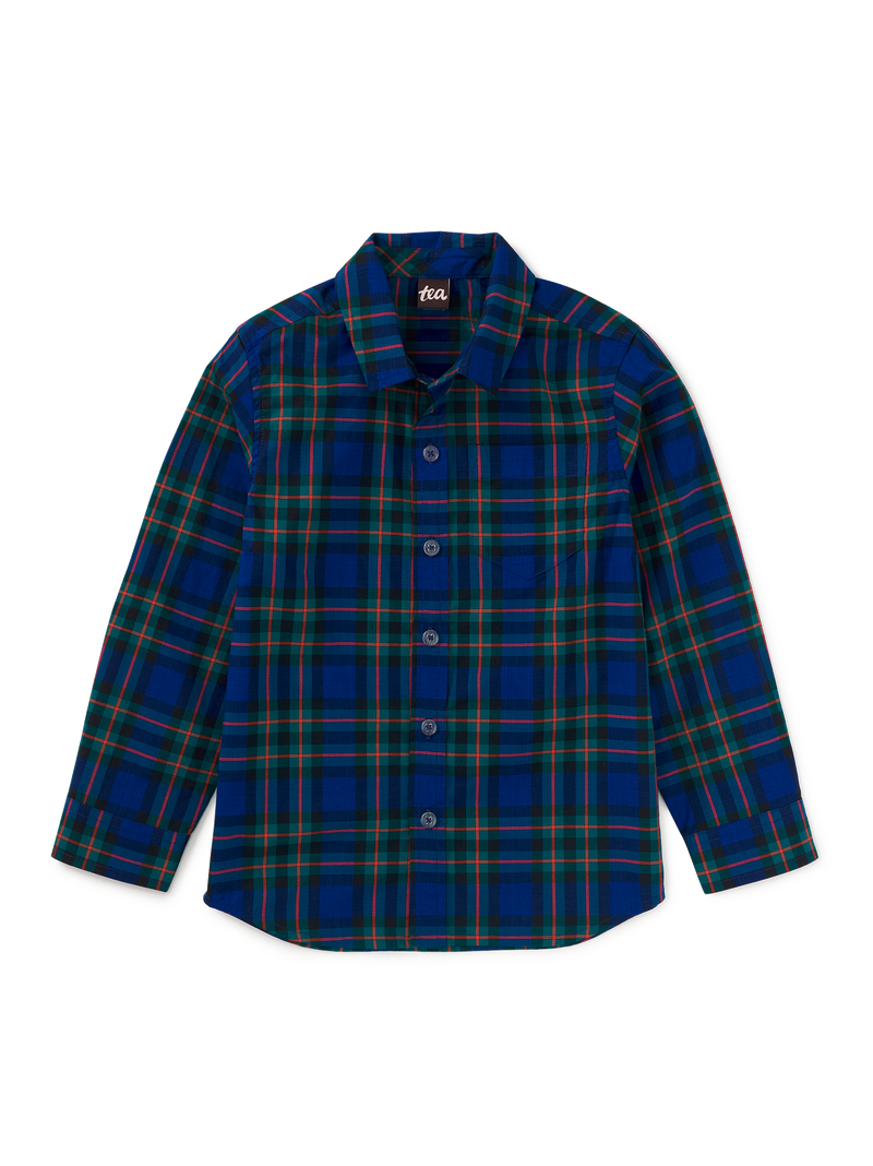 Plaid Button Up Shirt in Busan Holiday Plaid - View 1