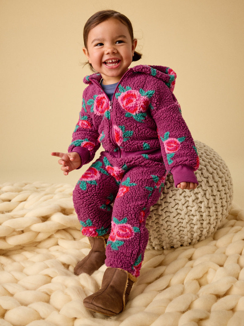 Teddy Fleece Baby Pants in Painted Rose - View 2