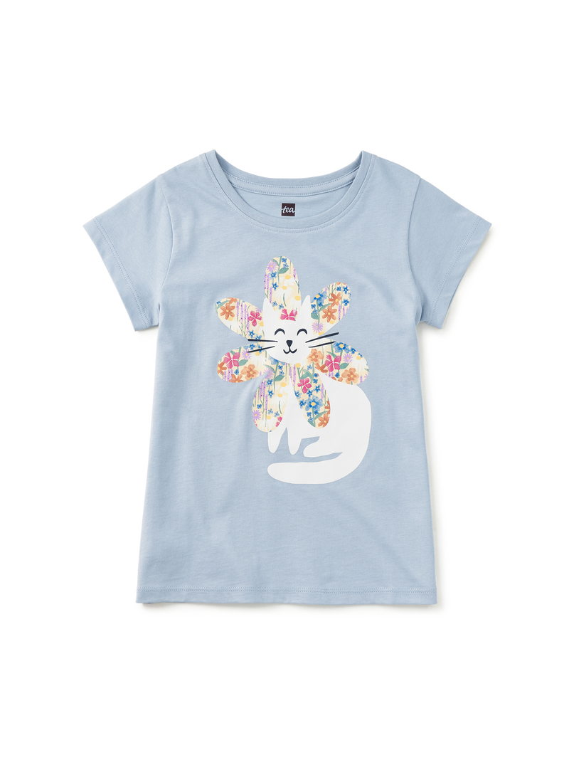Flower Cat Graphic Tee in Blue Fog - View 1