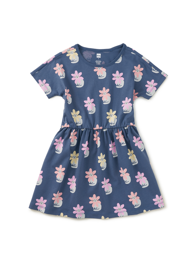 Short Sleeve Twirl Dress in Kitty Flower Power - View 1