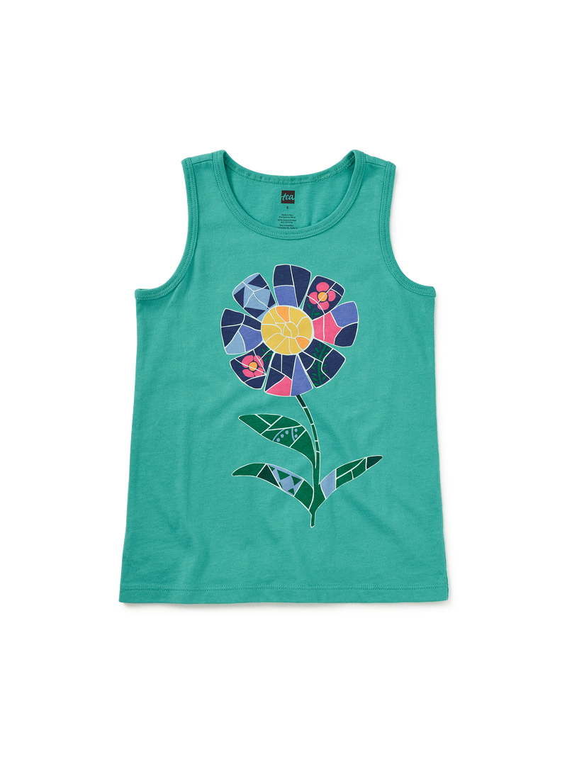 Gaudis Flower Graphic Tank in Glaze Blue - View 1