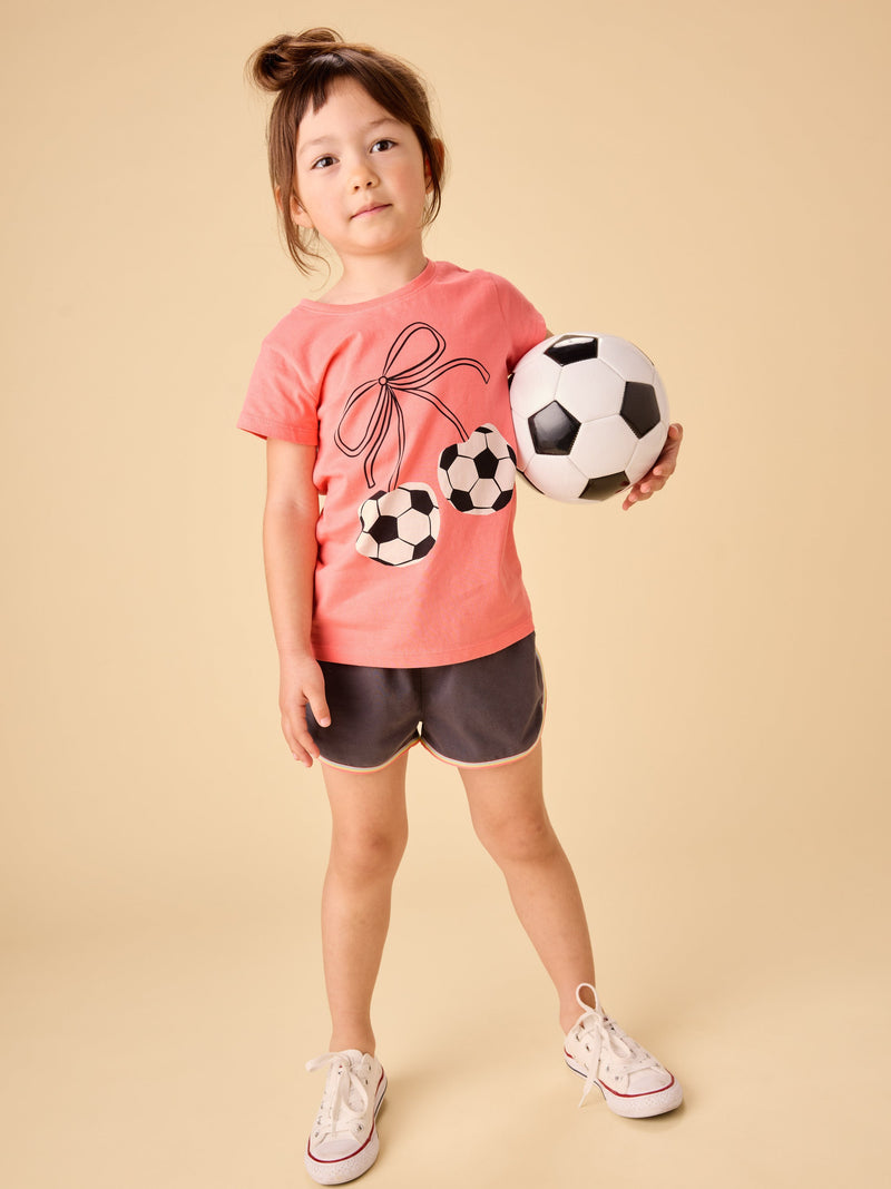 Soccer Bow Graphic Tee in Sunset Pink - View 2