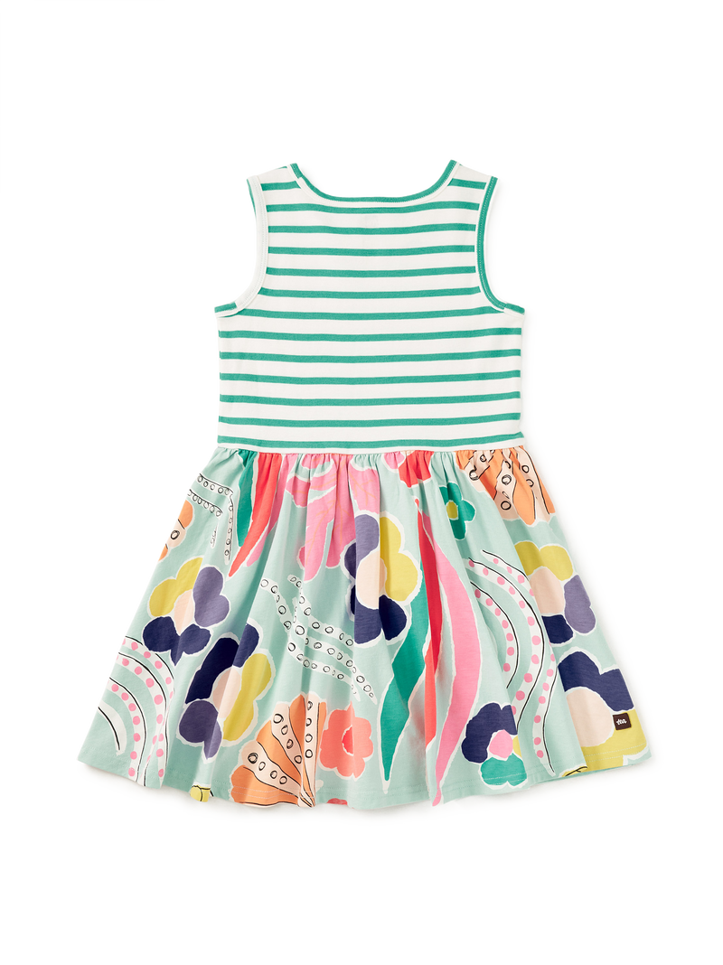 Print Mix Tank Skirted Dress in Sea Floral - View 2