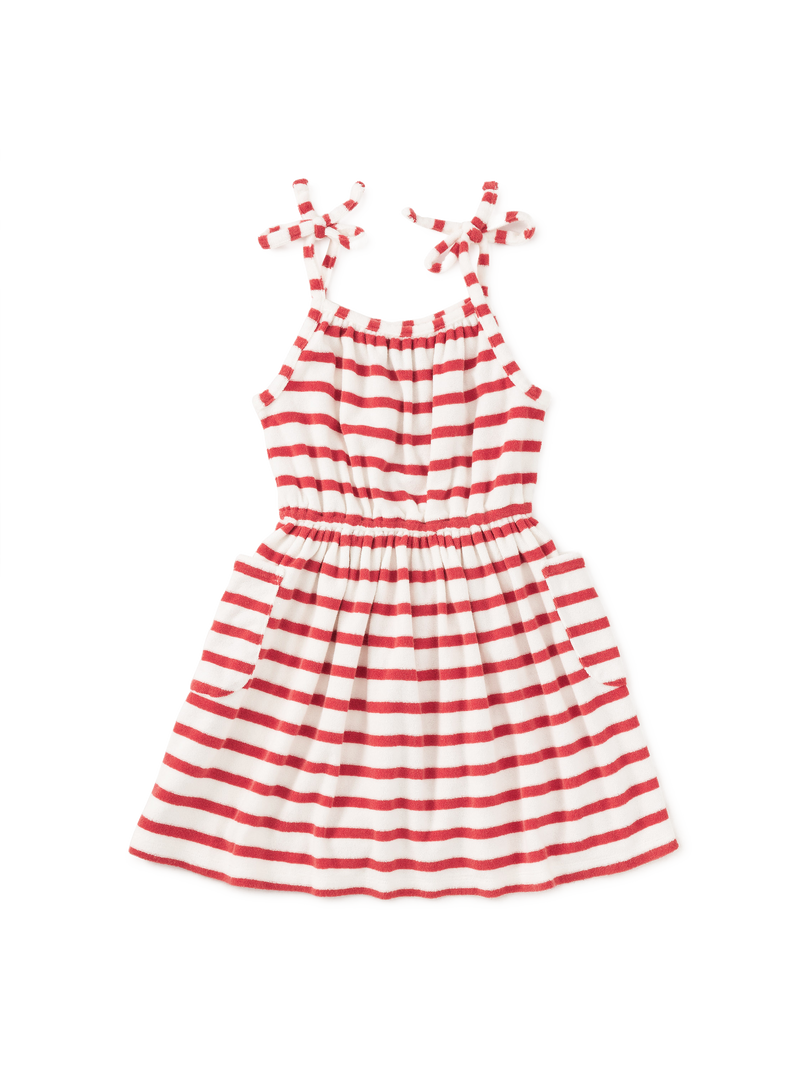 Terrycloth Tie Shoulder Twirl Dress in Pomme - View 1