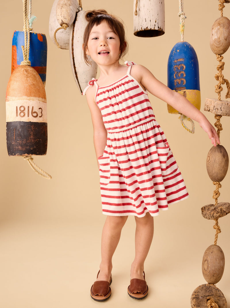 Terrycloth Tie Shoulder Twirl Dress in Pomme - View 2