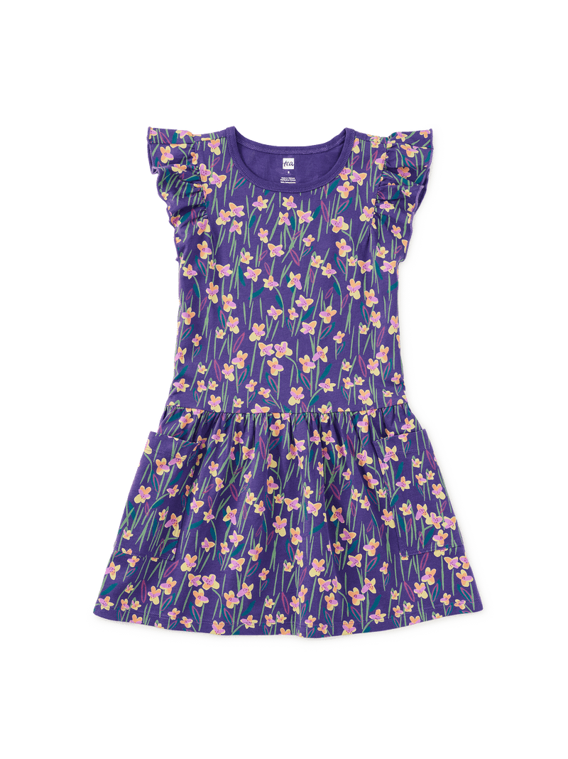 Flutter Sleeve Pocket Dress in Perfume Jasmine - View 1