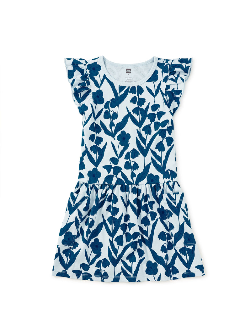 Flutter Sleeve Pocket Dress in Turkish Floral In Skyride - View 1