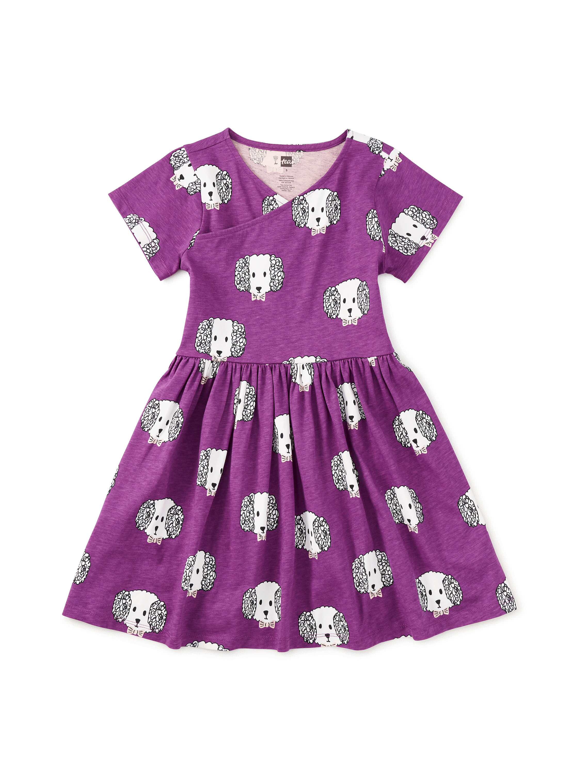 Short Sleeve Wrap Neck Dress