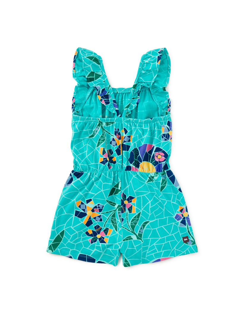 Ruffle Strap Romper in Mosaic Floral - View 2