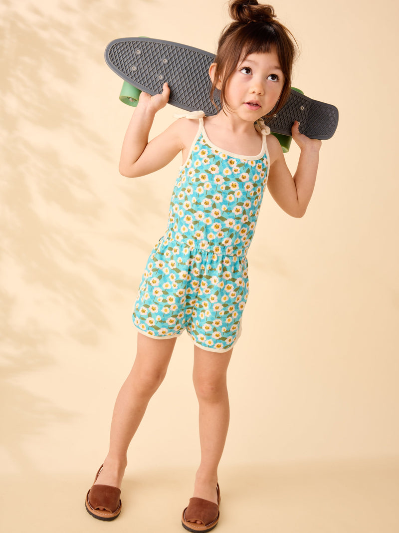 Tie Shoulder Sporty Romper in Kitty Floral - View 2
