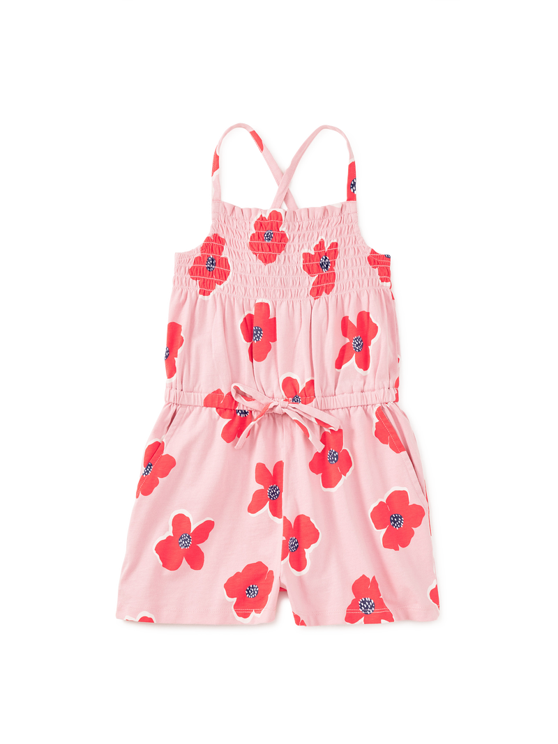 Smocked Strappy Romper in Rock Floral - View 1